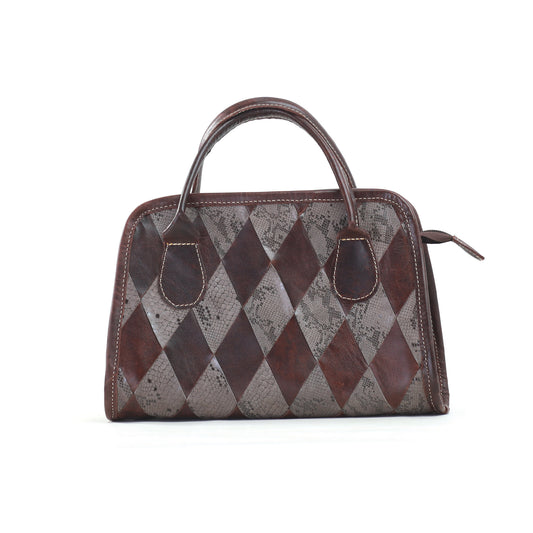 Top grain foil leather bowler handbag, Pure African leather bag, Quality bowler bag, Chic leather bag